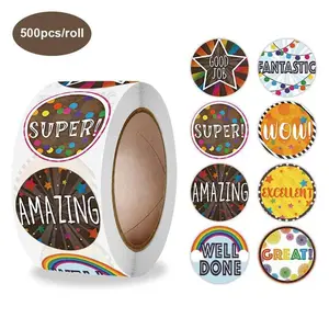 500pcs/roll Cheer Encouragement Label Sticker, Round Gift Wrapping Decor Label, Envelope Sealing Sticker, Teacher Teaching Encouragement Sticker