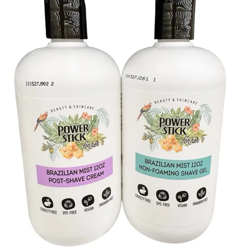 Brazilian Mist For Her,Non-Foaming Shave Gel AND Post Save Cream Set -12 oz Each, hydrating, moisturizing