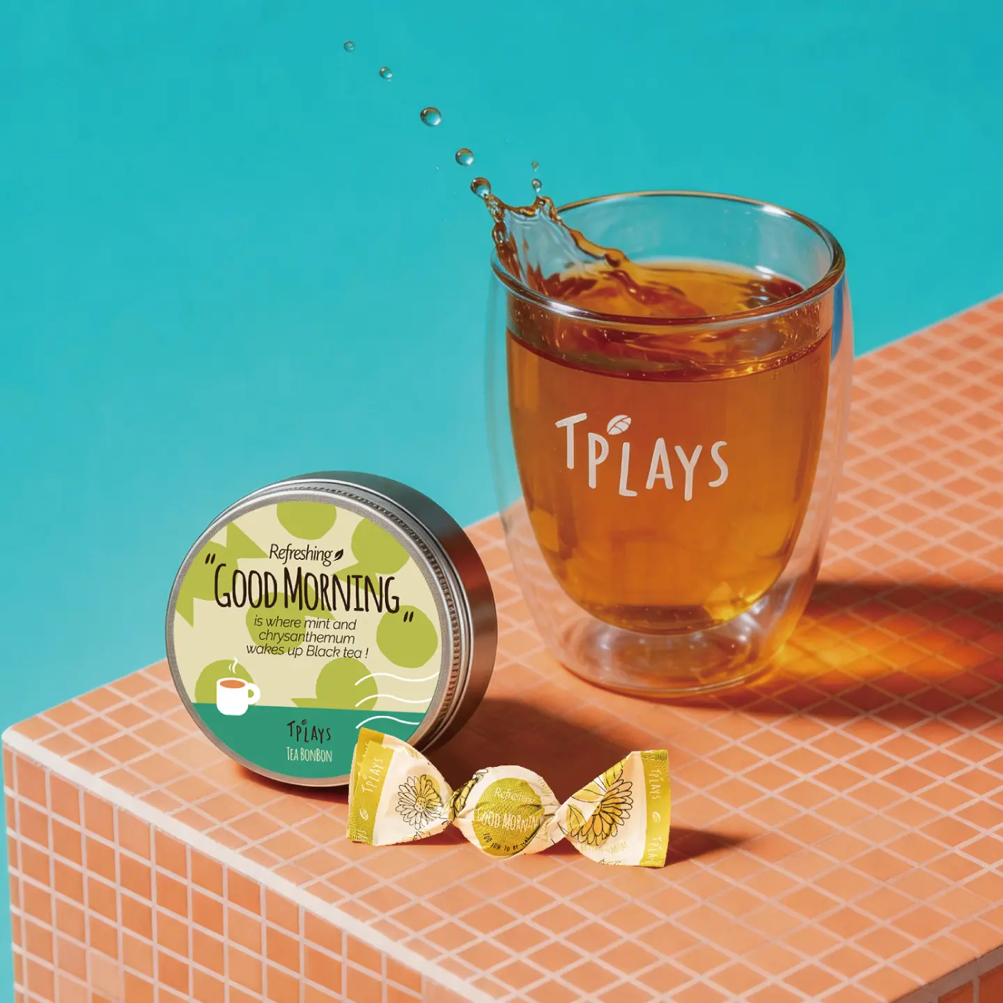Tea Bonbon – Refreshing Good Morning | Chrysanthemum & Mint Herbal Tea Candy | Individually Wrapped Tea Balls