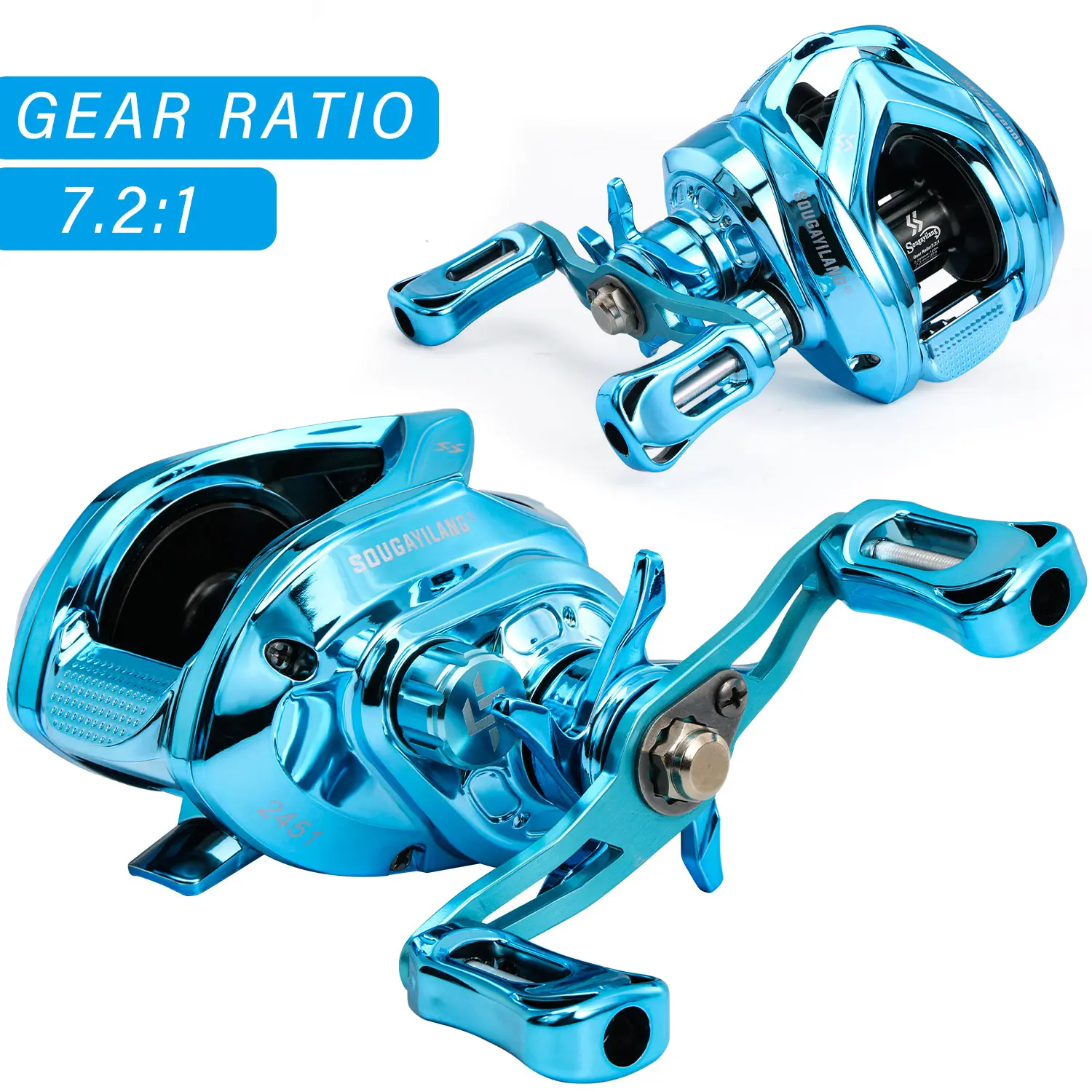 Sougayilang Baitcasting Fishing Reel - 7.2:1 Gear Ratio, Magnetic Braking System, Anti-Corrosion Carbon Fiber Design, Saltwater Casting Reels, Ideal for Gifting