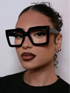 Unisex Fashion Leopard Pattern Square Frame Glasses, Plastic Material, Decorative Lens, Preppy Style, All Seasons Accessory