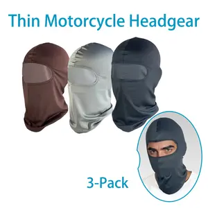 3-Pack Summer Thin Motorcycle Helmet Liners, Ice Silk Material, Breathable Full Face Coverage, Dustproof Sun Protection, Unisex
