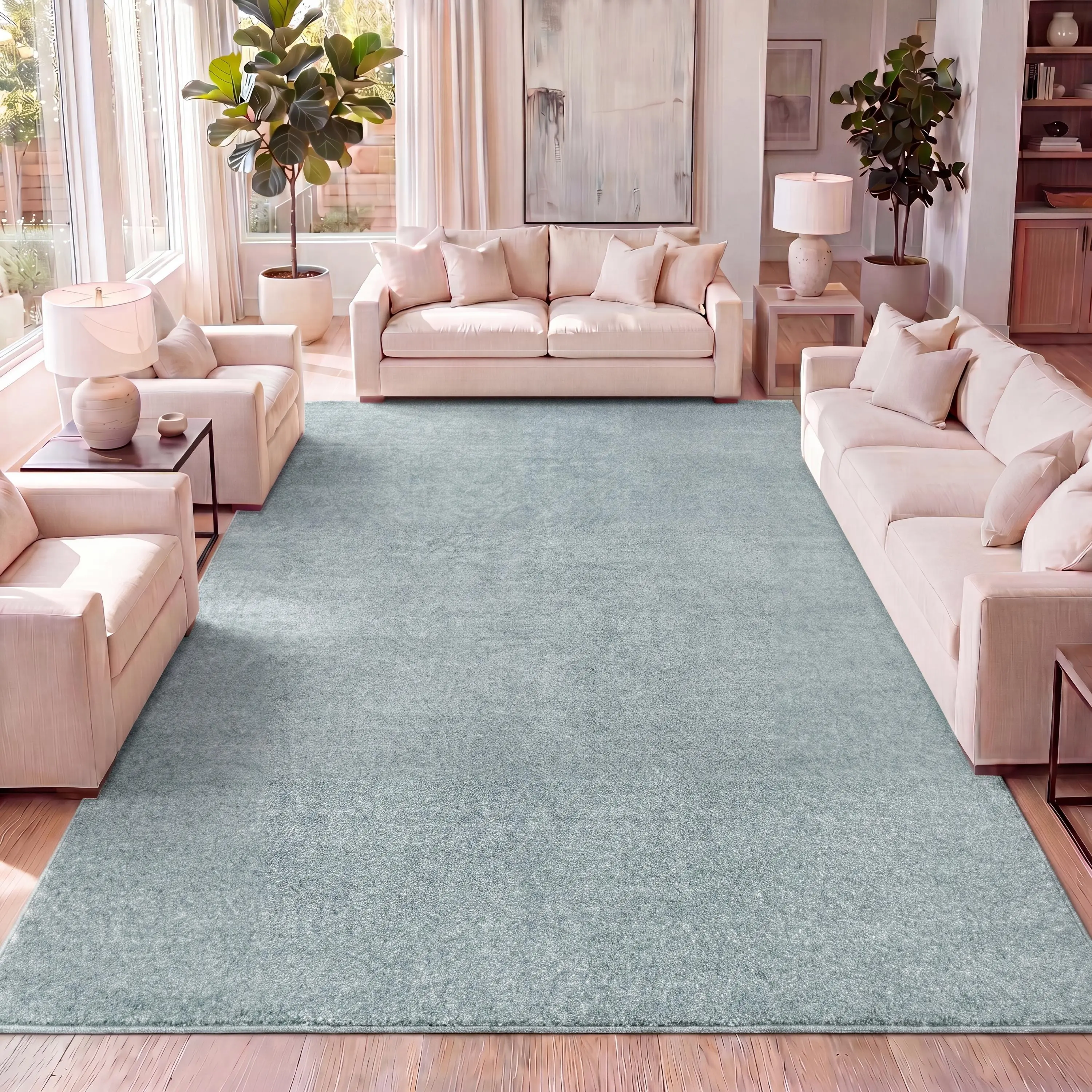JONATHAN Y Haze Solid Low-Pile Light Blue Indoor Area Rug - Contemporary Decorative Piece for Home, Living Room, Bedroom Use, Contemporary Decorative Rug, Home Decorative Rug
