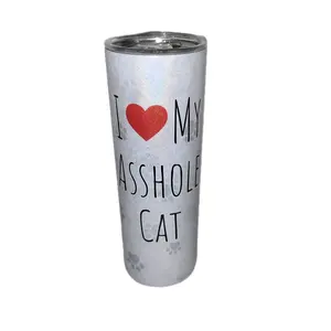I Love my Ahole Cat 20oz Shimmer Skinny Tumbler with Reuseable Straw