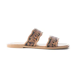 Santa Fe Daisy Slides In Black & Brown