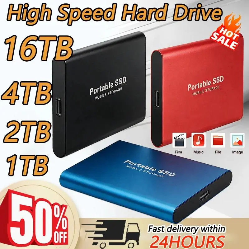 16TB External SSD, Quiet Operation Mobile Storage with USB3.2 Type-C High Speed Interface, Large Capacity Solid State Drive for PC, MAC Portable Device Smartphones high-speed hard drive