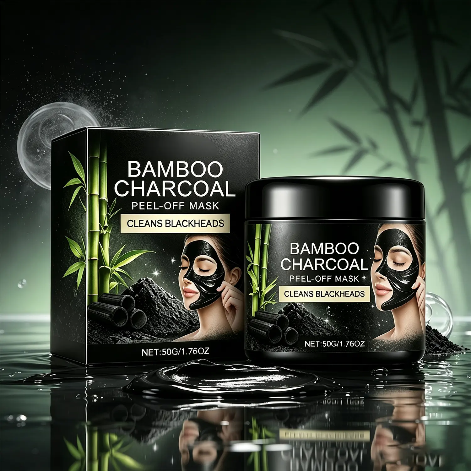 Bamboo Charcoal Blackhead Peel-off Mask, Deep Cleansing Facial Mask, Charcoal Face Mask,Purifying Face Mask, Blackhead Removal Facial Skin Care Product for Women & Men, Blackhead Clean Pores, Regulate Oil Secretion, Blackhead Remover Mask