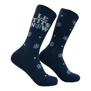 Men's Le Tits Now Socks Funny Sarcastic Winter Graphic Novelty Footwear for Men Funny Graphic Socks Comfortable Fitted Spandex Cotton