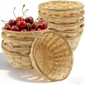 12 Pack Round  Baskets, 7 Inch  Bread Fruit Basket Small Handwoven Bread Roll Serving Basket Bulk for Kitchen Restaurant Display Decor