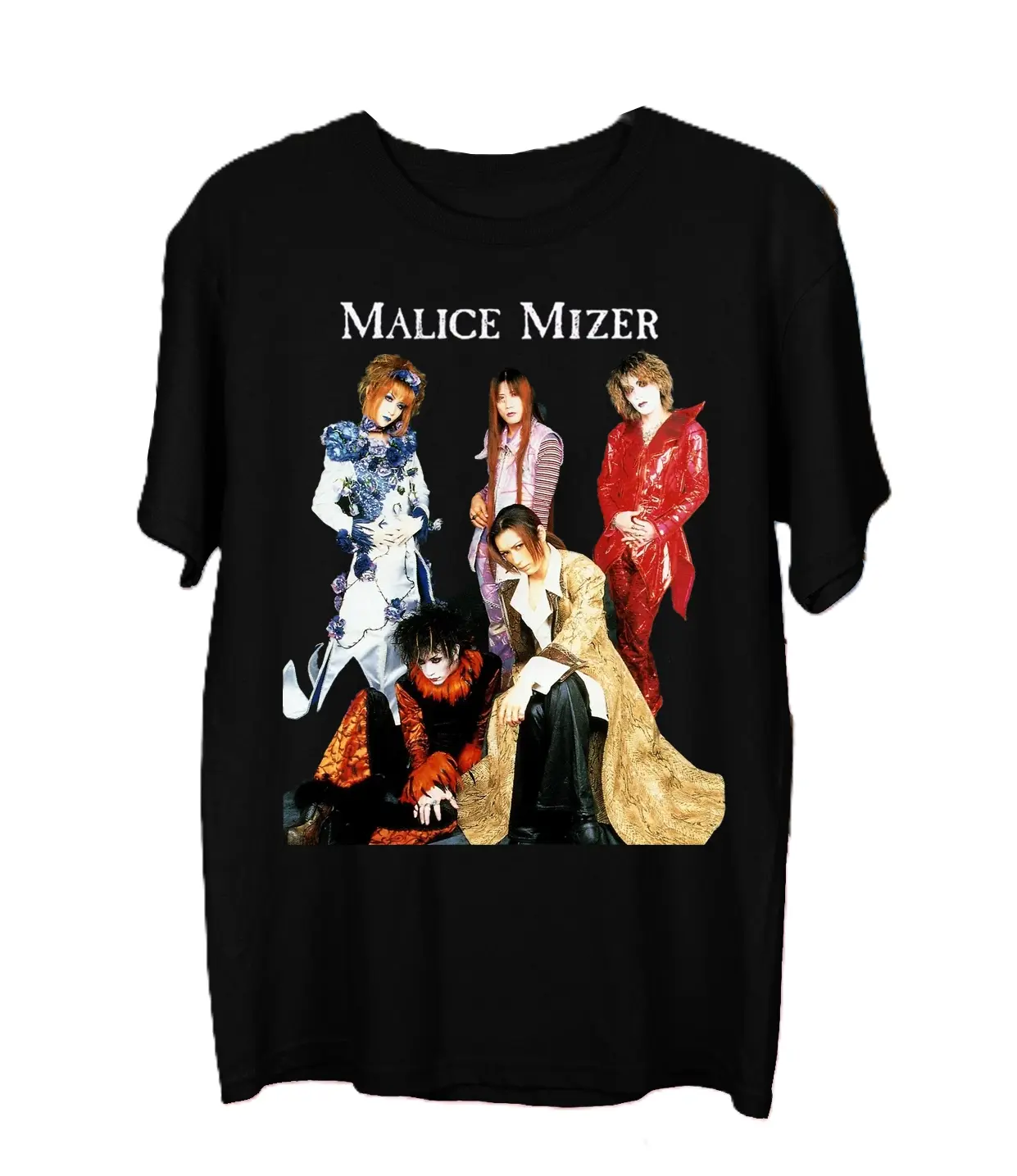 Hot Malice Mizer Band Member Short Sleeve Black T-shirt Unisex Cotton Fabric Crewneck Menswear Top