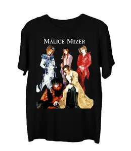 Hot Malice Mizer Band Member Short Sleeve Black T-shirt Unisex Cotton Fabric Crewneck Menswear Top