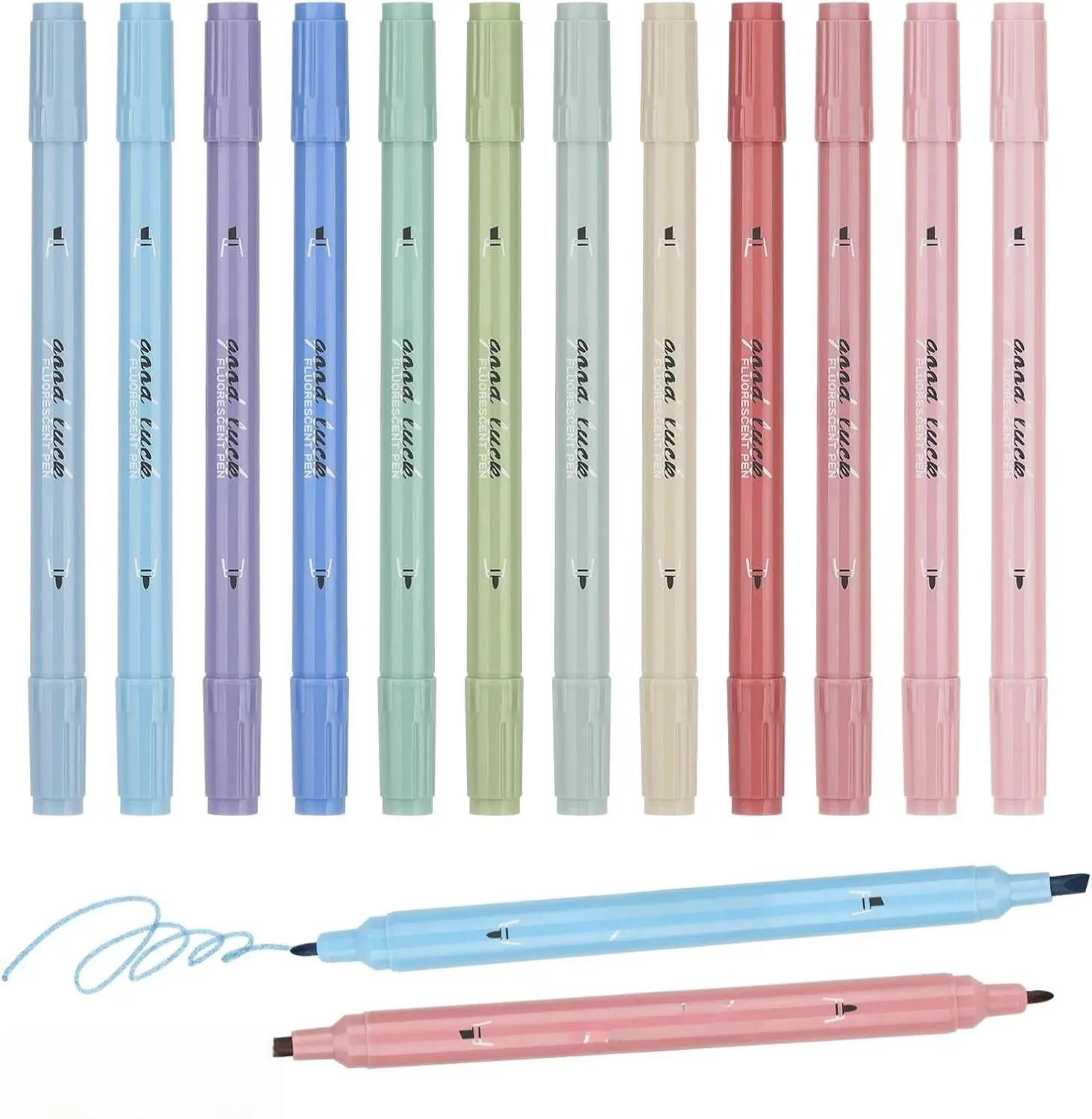 Graff Tacer Dual Tip Highlighters (12-Pack) – No Bleed, Quick Dry Markers for Bible, School & Office