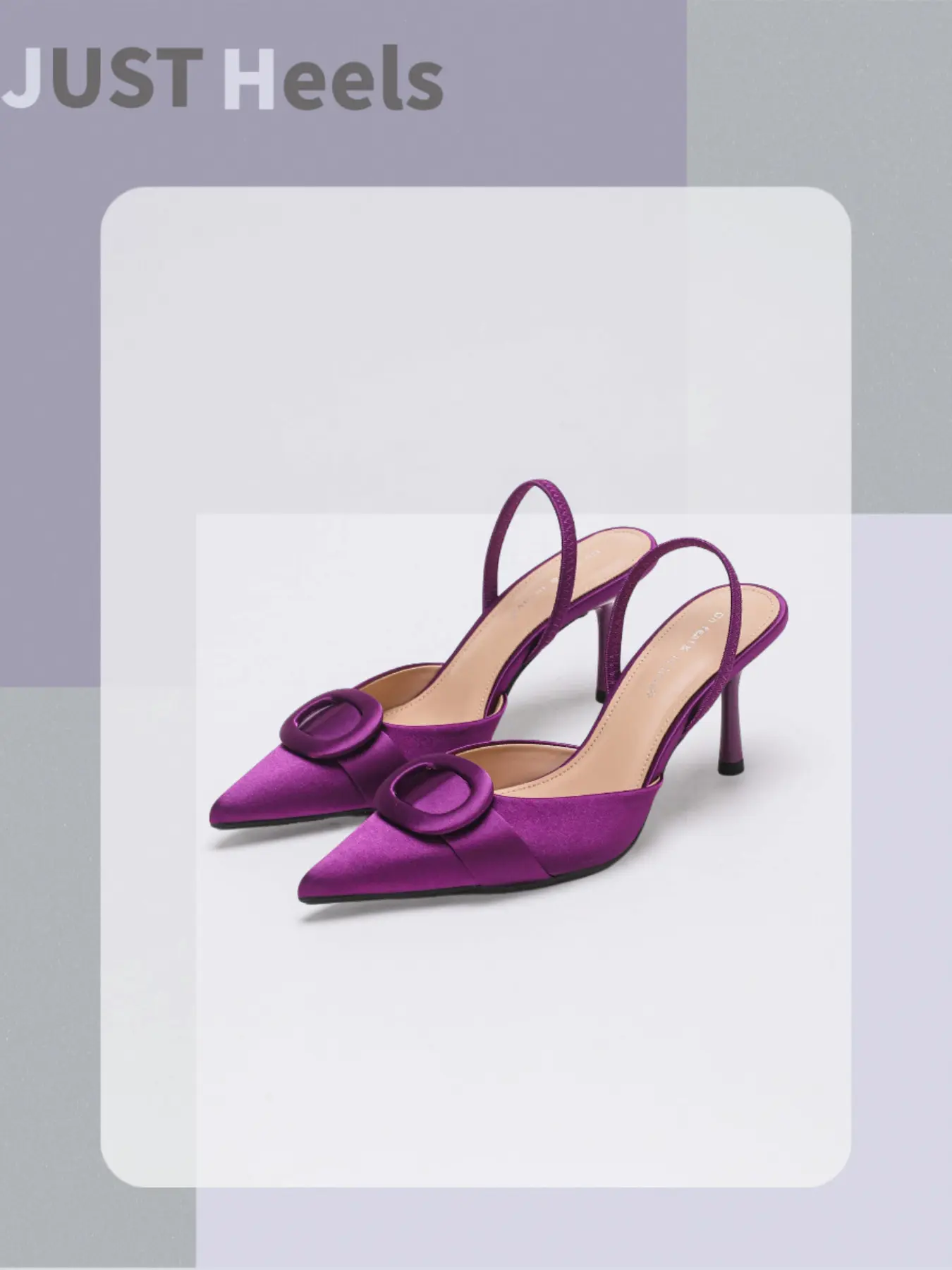 Purple Satin O-Ring Buckle Slingback Sandal Heels | Pointed Toe Stiletto Heels | Elegant Bridal Wedding Party Evening Shoes for Women Footwear Elegant Heeled Sandals
