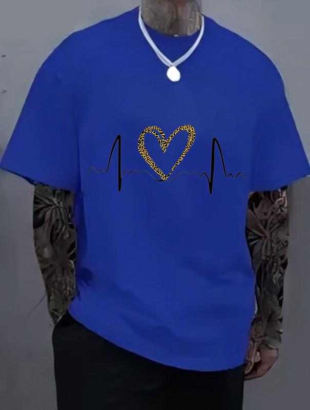 Black T-Shirt with Glitter Heartbeat Design for Valentine's Day