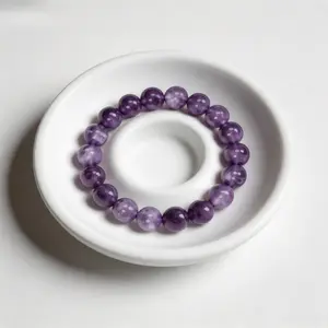 Natural Purple Phantom Crystal Bracelet – Minimalist, Spiritual Energy Beads