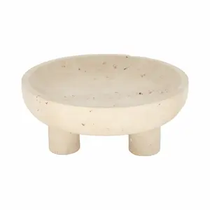 Sagebrook Home 20760 10 in. Travertine Footed Bowl, Tan
