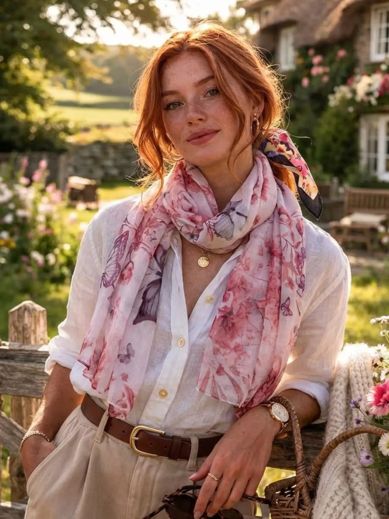 Fashionable Women's Floral Digital Print Long Scarf, Cute Printed Headscarf, Muslim Daily Wear, Sun Protection, Essential for Travel
