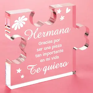Sister Gifts in Spanish Acrylic Puzzle Plaque -  Desk Decorations - Spanish Sister Birthday Gift Ideas, Mothers Day Christmas Gifts for Sister Spanish
