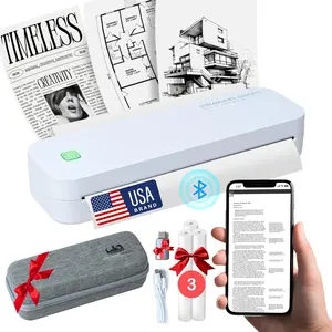 2025 Portable  Inkless Thermal Printer -  Mobile Printer for , Android, Laptop, Tablet for  and School- 8.5"x11" w/Free Shockproof Case & 3 Rolls Thermal Paper