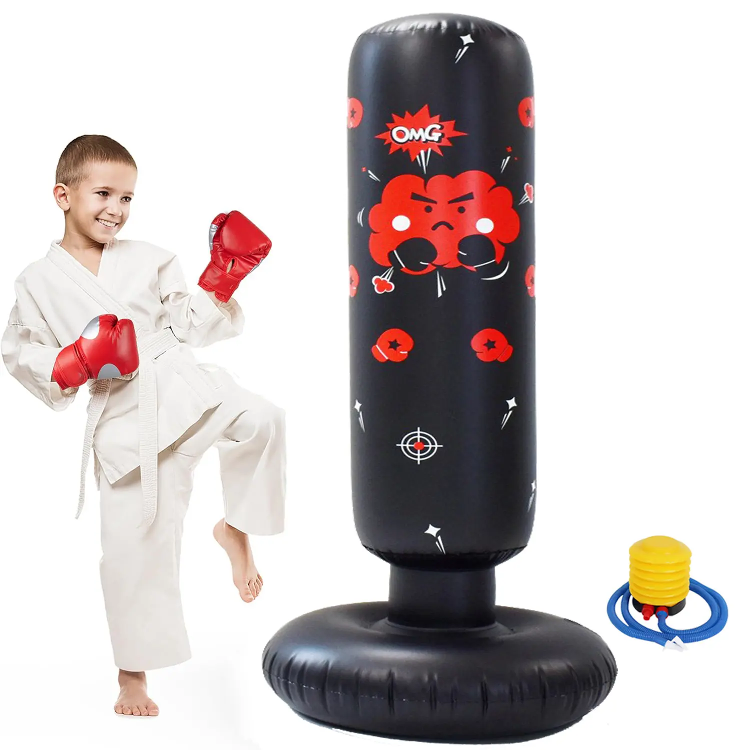 Kids Inflatable Free-Standing Punching Bag - Vertical Fitness Boxing Bag for Home Gym Training, Ideal for Christmas & Birthday Gifts (punchingbag), Boy Gifts, Kids Toys, Lightweight, Holidays