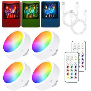 4Pcs Rechargeable Battery Operated Light Bulb for E26 Socket（Detachable）, 13 Color Temperature Puck Lights with Remote Control Dimmable and Timer, Wireless Light Bulb for Non Electric Wall Sconce smart bulb decorative atmosphere