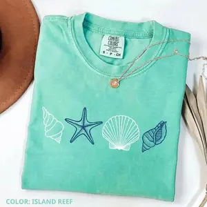 Comfort Colors Vintage Seashell T-shirt, Beach Ocean Lover Tee Gift, Summer Vibes, Trendy Outfits