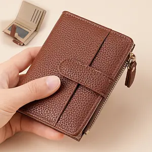 Women’s Mini PU Leather Bifold Wallet with Zipper Coin Pocket & Card Slots