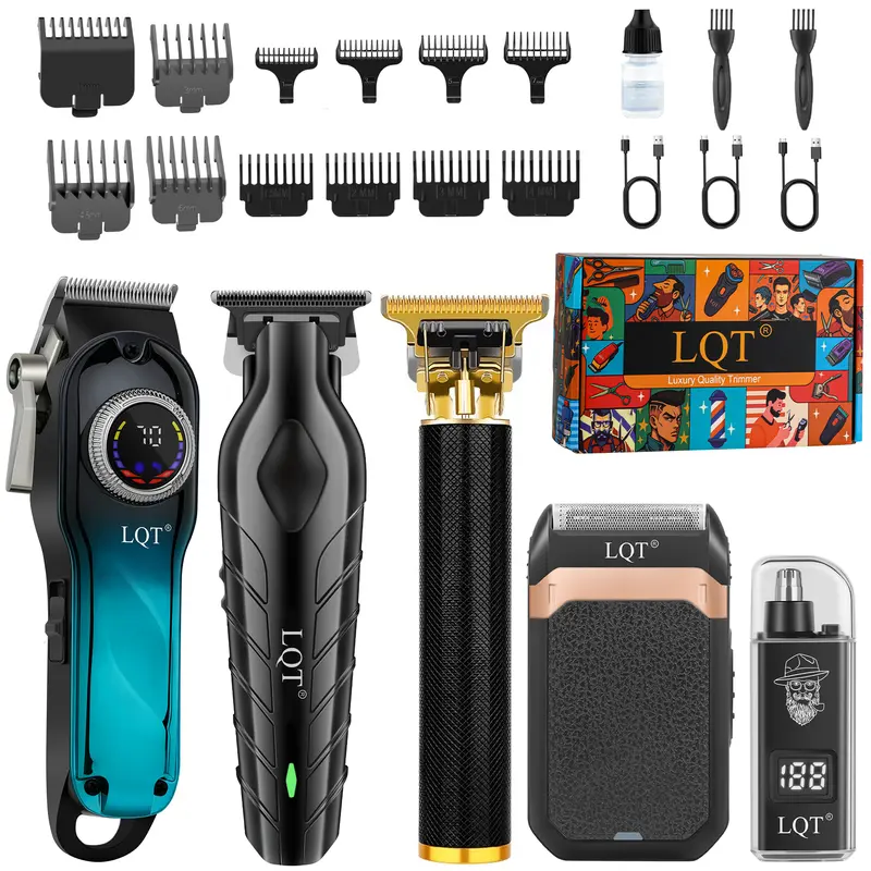 Men's 5-in-1 All-in-1 Grooming Kit - Rechargeable Cordless Precision Hair Trimmers & Clippers, USB Powered Home Barbershop Tools with T-Blade Outline Cutter, Electric Beard Shaver, Nose & Ear Hair Remover