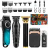 Men's 5-in-1 All-in-1 Grooming Kit - Rechargeable Cordless Precision Hair Trimmers & Clippers, USB Powered Home Barbershop Tools with T-Blade Outline Cutter, Electric Beard Shaver, Nose & Ear Hair Remover
