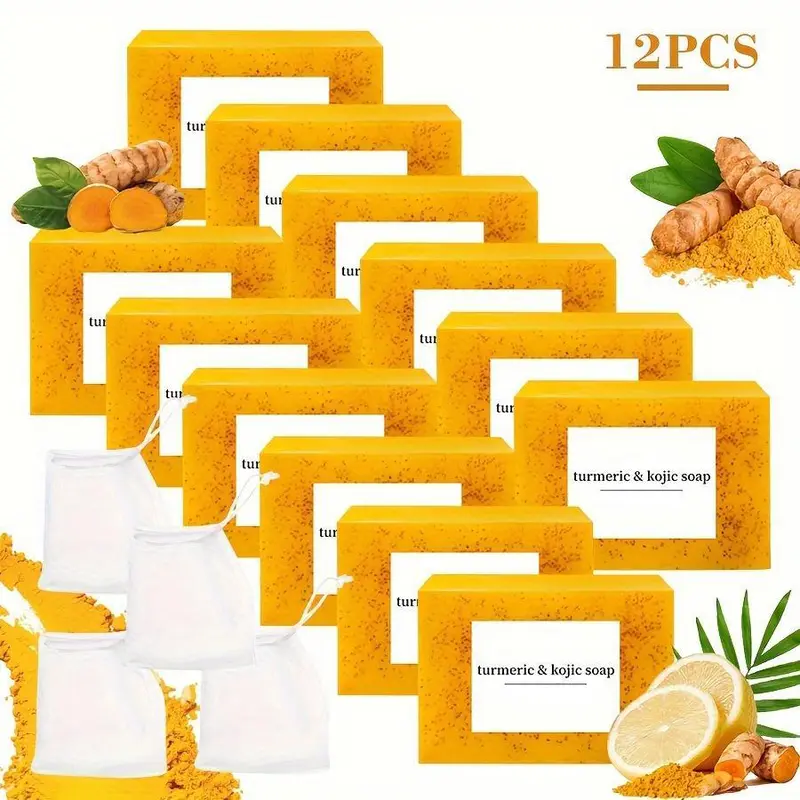 Gufdums Turmeric Bar Soap - Deep Cleansing, Moisturizing Bath & Body Care for Dry, Combination Skin, Unisex Adults, All Body Areas Including Arm, Ft-Friendly Cleanser