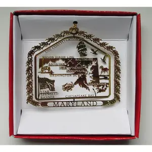 Maryland State Brass Christmas Ornament Souvenir