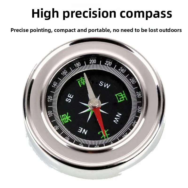 Outdoor Stainless Steel Compass, Compass Portable Outdoor Camping Mountaineering, Stainless Steel Compass