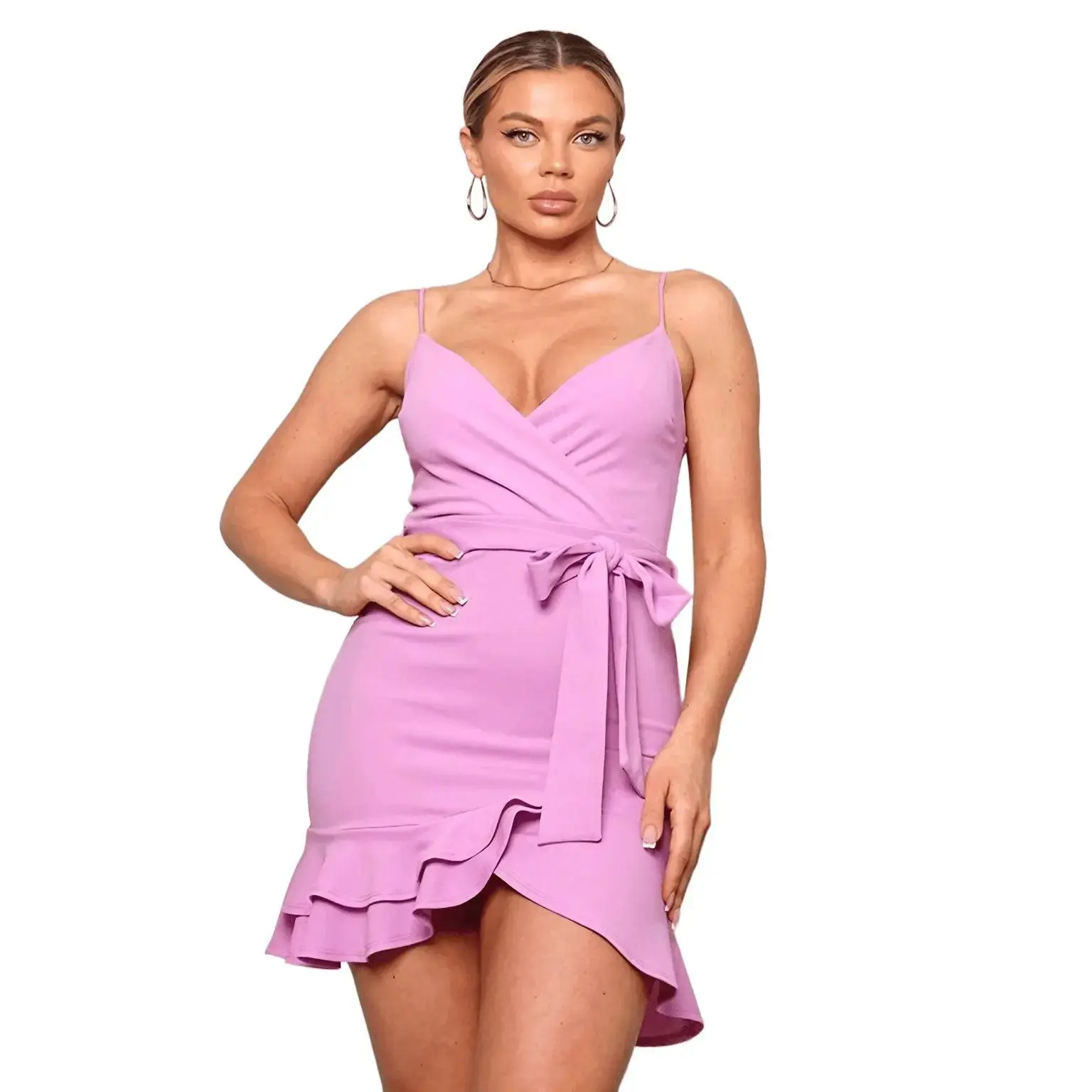 Arabella Pink Ruffled Mini Dress