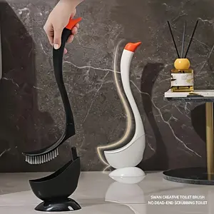 1 exquisite and fashionable swan-shaped toilet brush with a base, creative toilet brush - durable plastic, standalone, reusable, no dead angle design, for cleaning fashionable.