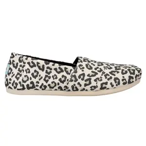 TOMS Womens Alpargata Leopard Slip On Flats Casual - Black, White