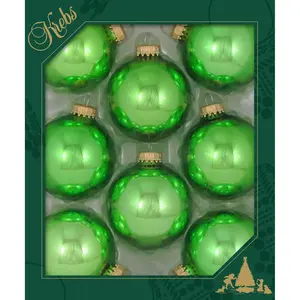Christmas by Krebs Jade Lime Shine 2.63 in Glass Christmas Tree Ornaments Set of 8
