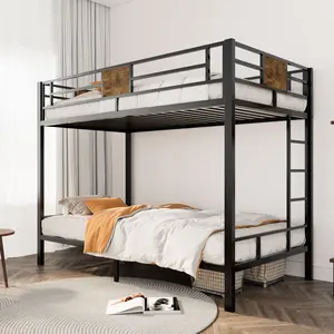 SHA CERLIN Bunk Bed Twin Over Twin Size with Ladder and Full-Length Guardrail,【Frame Only No Mattress】 Metal, Storage Space, No Box Spring Needed, Noise Free, Black Summervibes Father's day Gift
