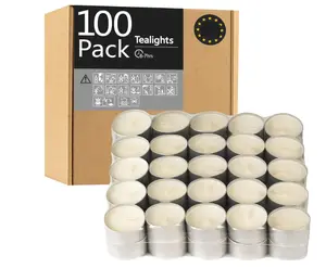 Unscented White Tealight Candles -100 Pack, 6 to 7 Hour Burn Time, Cotton Wicks for Shabbat, Weddings, Christmas, Home Decor - Ornaments, Freshener Decoration Aroma Perfume