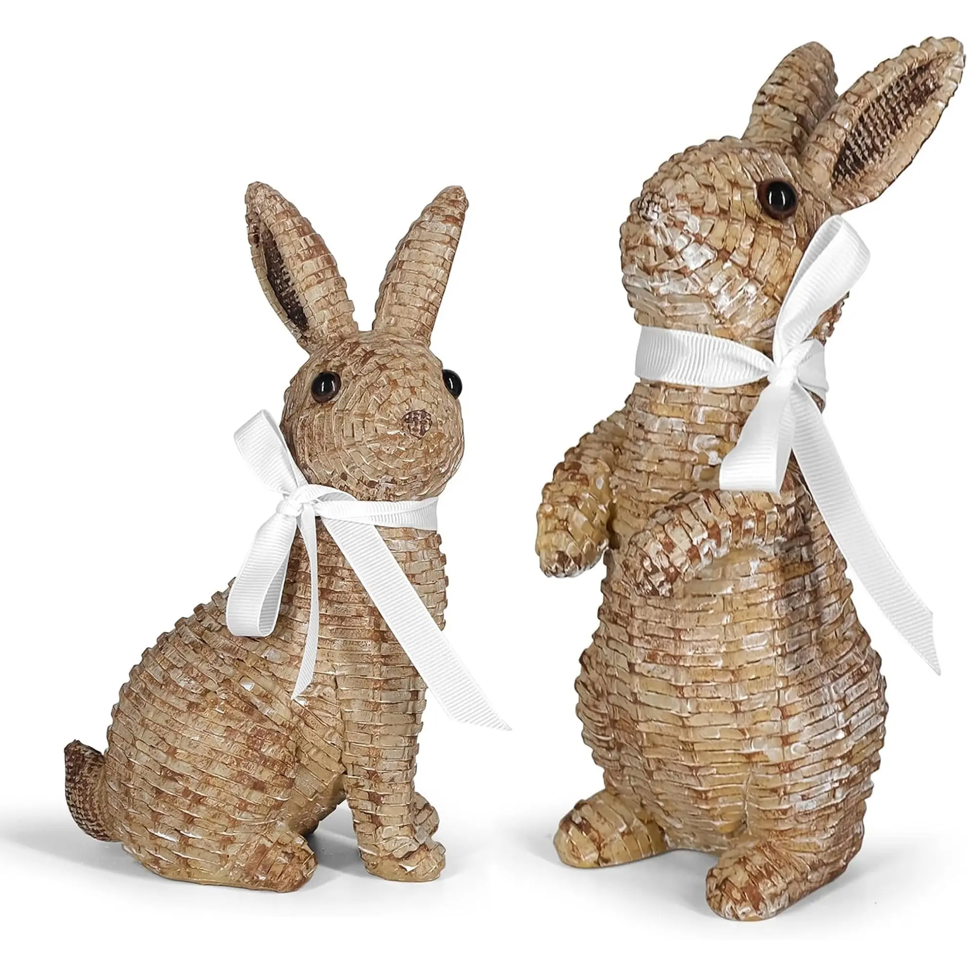 Resin Easter Bunny Decoration, Spring Home Decor Statue, Farmhouse Style Resin Figurine, Tabletop Rabbit Ornament, Small Animal Sculpture
