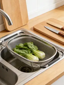 Strainer and Colander - Stainless Steel Kitchen Utensil for Cooking and Food Preparation