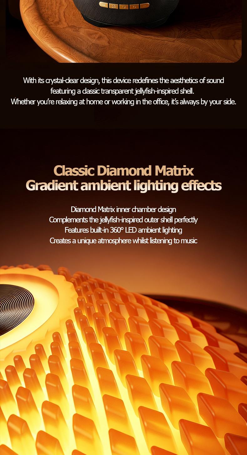 Harman Audio Portable Bluetooth Speaker, Wireless Glaze Bluetooth Audio - Type C Charging, TWS Stereo Sound, 5 RGB Lighting Modes, Long Battery Life, Ideal Festival Gift