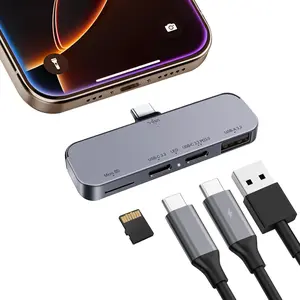 USB C  Hub for ProRes Video Recording - Ultra-Slim  USB 3.2, Dual USB-C,  SD, and  Port Hub for  17/16/15 Pro/Pro Max