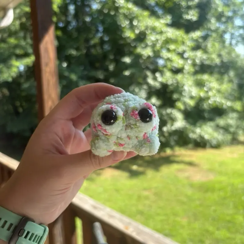Hand Crocheted Light Green Speckled Frog - Soft & Adorable Crafted Animal Toy