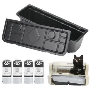 1 Permanent Waste Receptacles with 40 PCS Litter Box Liner for 1st/2nd Edition Automatic Cat Litter Box, Litter Tray with Cat Litter Liners, Easy-Tie Handles (Machine NOT Included)