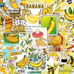 50Pcs Funny Banana Cartoon Stickers Pack, Waterproof Fruit Kawaii Vinyl Decals for Laptop Water Bottle Journal Scrapbook, Fun Gifts for Banana & Fruit Lovers