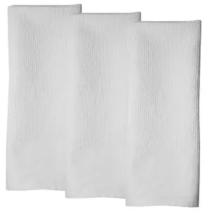 Dunroven House ORK332-WHI Prewashed Waffle Weave Towel, White - Set of 3