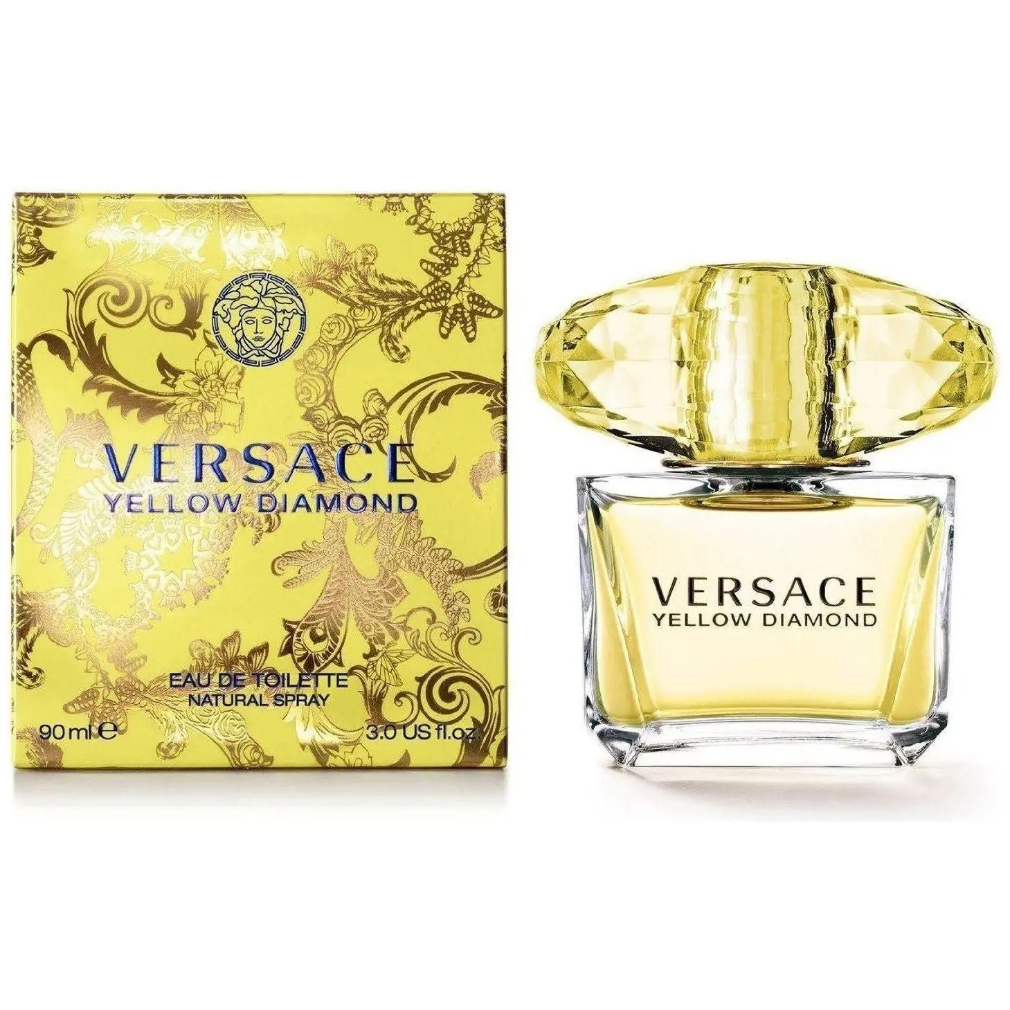 VERSACE Yellow Diamond Women's Eau de Parfum (EDP) Spray, 3.0 fl oz - Luxurious Airy Floral Women's Fragrance with Sparkling Aura, Amber & Elegant Notes, New-in-Box, Amber Women's Fragrance