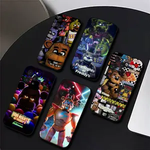 Cartoon Five Nights At Freddy's Phone Case For IPhone 17,16,15,14,13,12,11 Plus,Pro,Max, Plus,Samsung Galaxy S26 S25 S24 S23 S22 Black Silicone