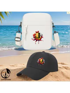 2pcs Deer Carrying Presents - Christmas Concept Print, Unisex Baseball Cap & Crossbody Bag, Men's and Women's Fashion Street Suit, Unisex Sportswear, Unique Gift Ideas, Adjustable Polyester, Casual Outdoor Sports Accessories