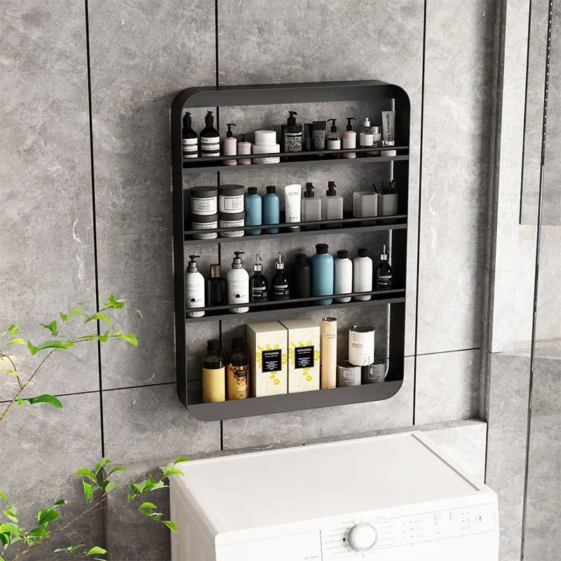 New 1pc Premium Wall-Mounted Spice & Cosmetic Storage Rack - Effortless Organization for Kitchen & Bathroom - Durable & Space-Saving Design Organiser